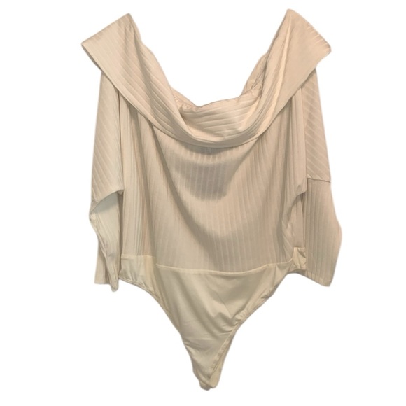 Fashion Nova Tops - Fashion nova off shoulder cream off white ribbed bodysuit, 3/4 sleeves NWT 2XL
